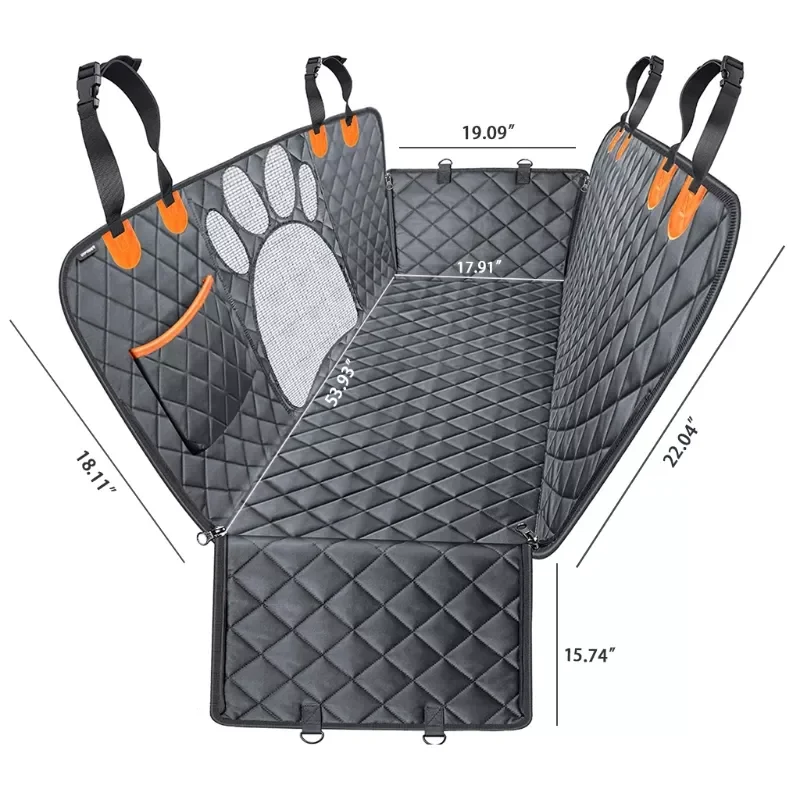 

Dog Car Seat Cover Waterproof Scratchproof with Paw-shaped Mesh Window Durable Nonslip Seat Cover for Dogs Back Seat Dropship
