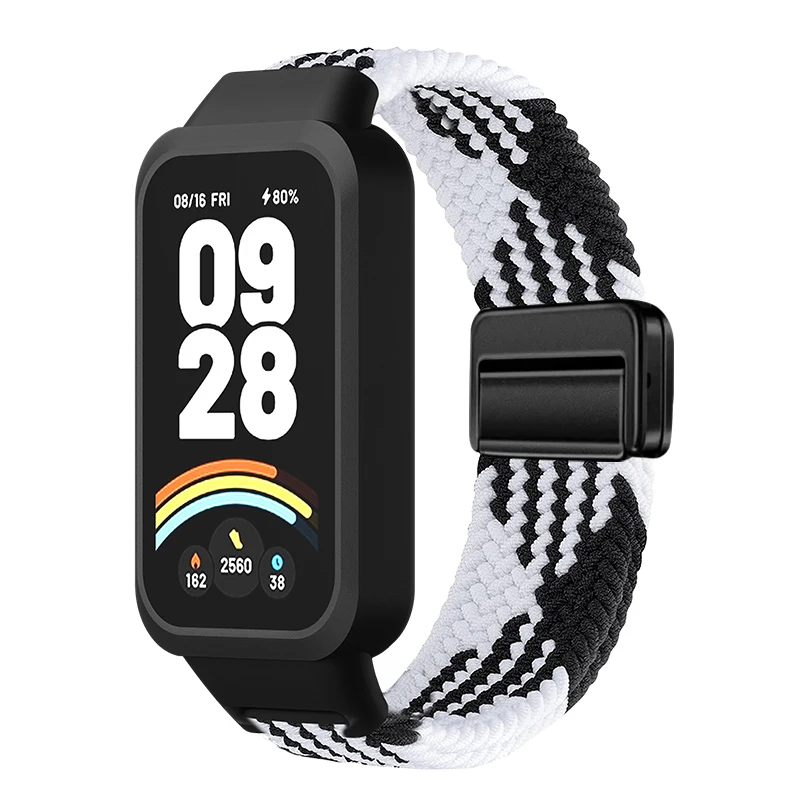 Фото Плетеный ремешок для Xiaomi Mi Band 9/8 Active, спортивный магнитный нейлоновый браслет + чехол для Redmi Band 3/2 №2