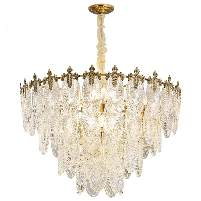

Led Art Chandelier Pendant Lamp Light Room Decor Italy Multilayer Leaf Shape Living Kitchen Stairwell Brass Body Fixtures