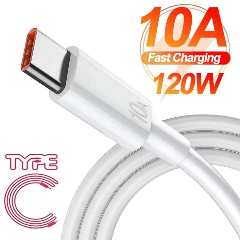 

10A Type C Fast Charging Cable for Huawei Mate 40 50 Mobile Phone 120W USB C Charging Wire for Xiaomi Samsung Data Transfer Cord