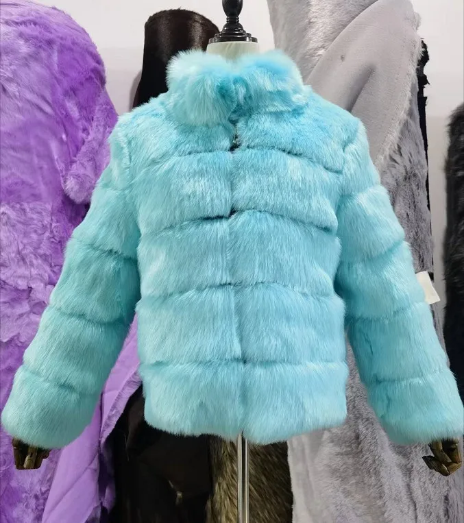 Streetwear Female Black Elegant Fluffy Thick Warm Artificial Fox Fur Jacket Outerwear Winter New Fashion Women Faux Fur Coat