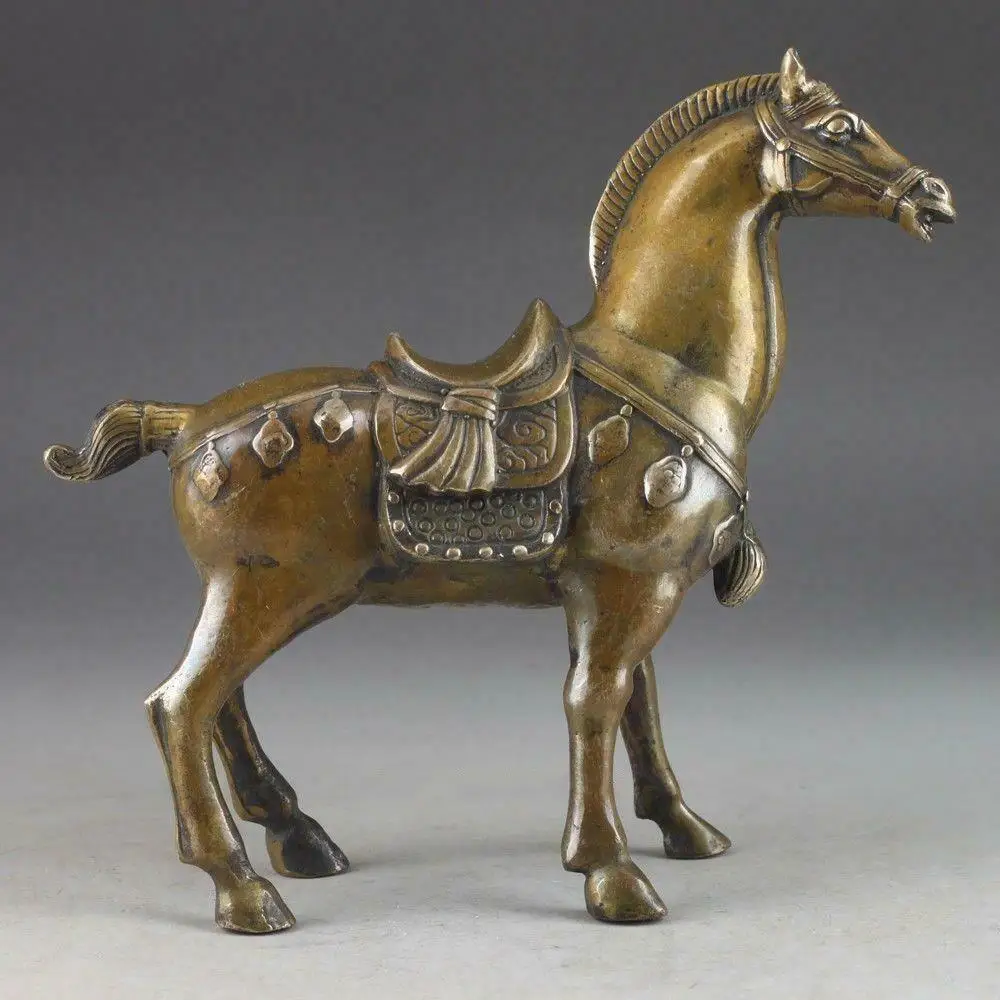 

COLLECTION CHINESE BRASS OLD HANDWORK HAMMERED STEED SUPERB STATUE HORSE Garden decoration