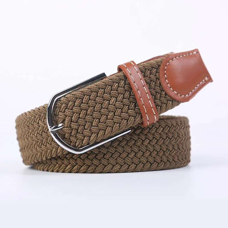 2.5cmX100cm Unisex Thin Belt Women Casual Knitted Pin Buckle Men Belt Woven Canvas Elastic Expandable Braided Stretch Belts images - 6