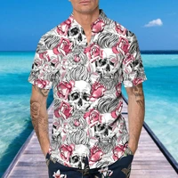 horror skull beach hawaiian shirt mens 3d print hawaiian short shirt mens womens harajuku casual shirts unisex european size