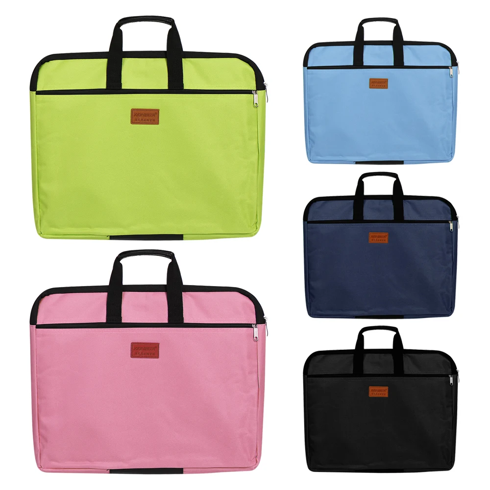 A4 Size Handbag Double Layers Big Capacity File Folder Durable Waterproof Handle Zipper Canvas Handbag For Business Documents