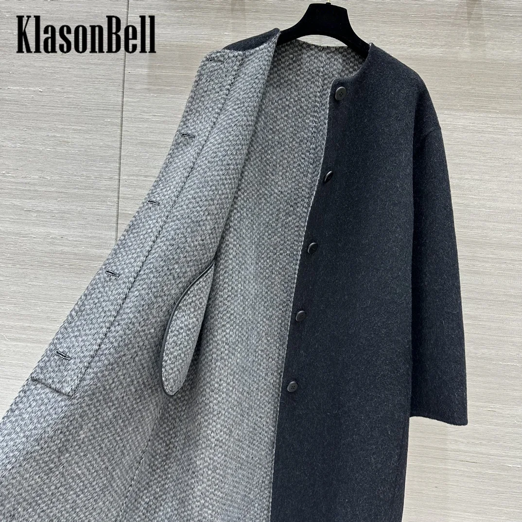 11 26 KlasonBell винтажное модное пальто с шарфом двухцветное шерстяное из альпаки