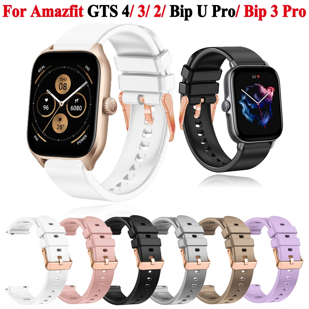 20mm Silicone Watch Strap For Huami Amazfit GTS 4 Mini /GTS 3 /GTS 2 2e Watchband Bracelet Belt For Amazfit Bip U Pro /Bip 3 Pro