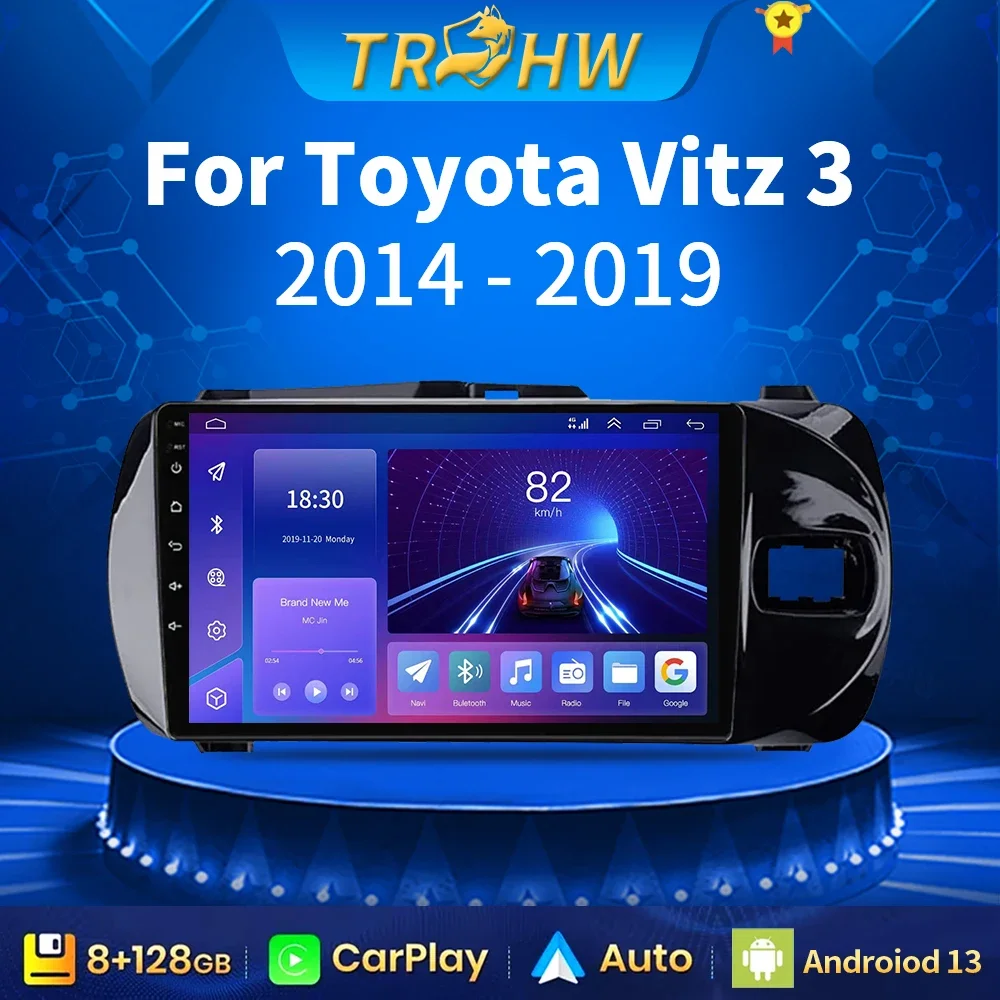 Автомобильный мультимедийный видеоплеер RHD для Toyota Vitz 3 III XP130 2014 - 2019 система ОС