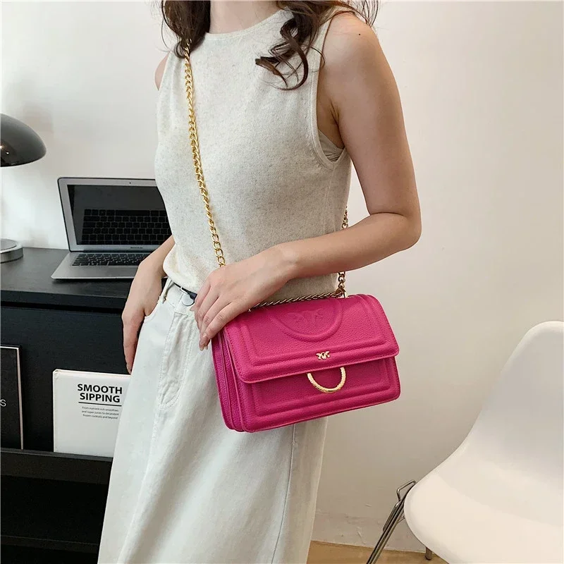 

Women's Bag Lady Genuine Leather Chains Shoulder Bags Fashion Female Messenger Bag Black White Small Square Bag Cowhide Handbag