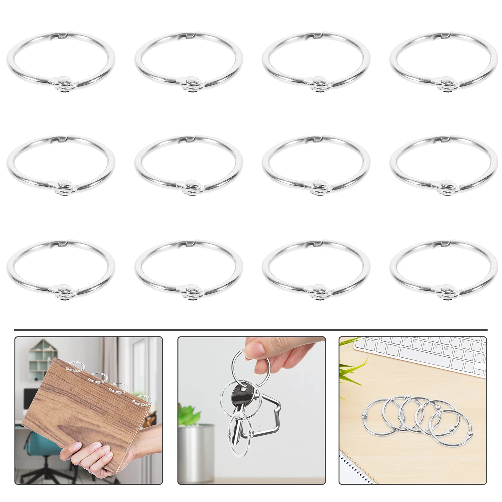 

20 Pcs Binder Book Ring Binders Key Rings Card Office Supplies Clip Clips Loose Leaf Flash Cards