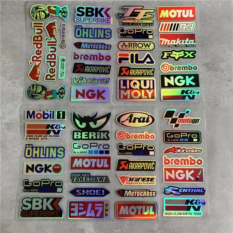 

Motorcycle Decorative Laser Stickers Sponsor Decal Stylish Creative Helmet Trim Protective Umbrella JDM Style