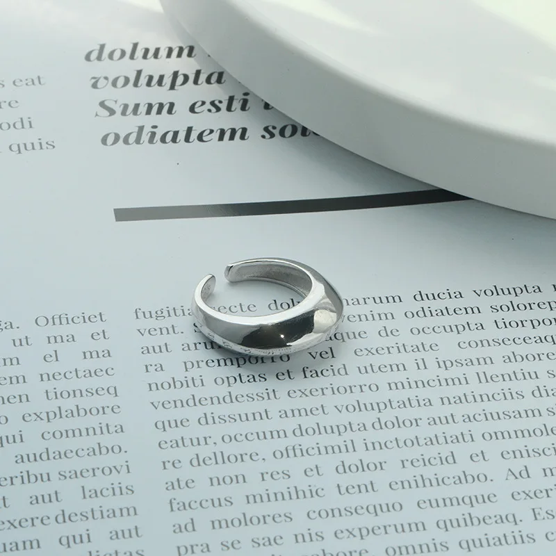

925 Sterling Silver Ring Personalized Jewelry Fashion Moroccan Style Concave-Convex Curved Ring