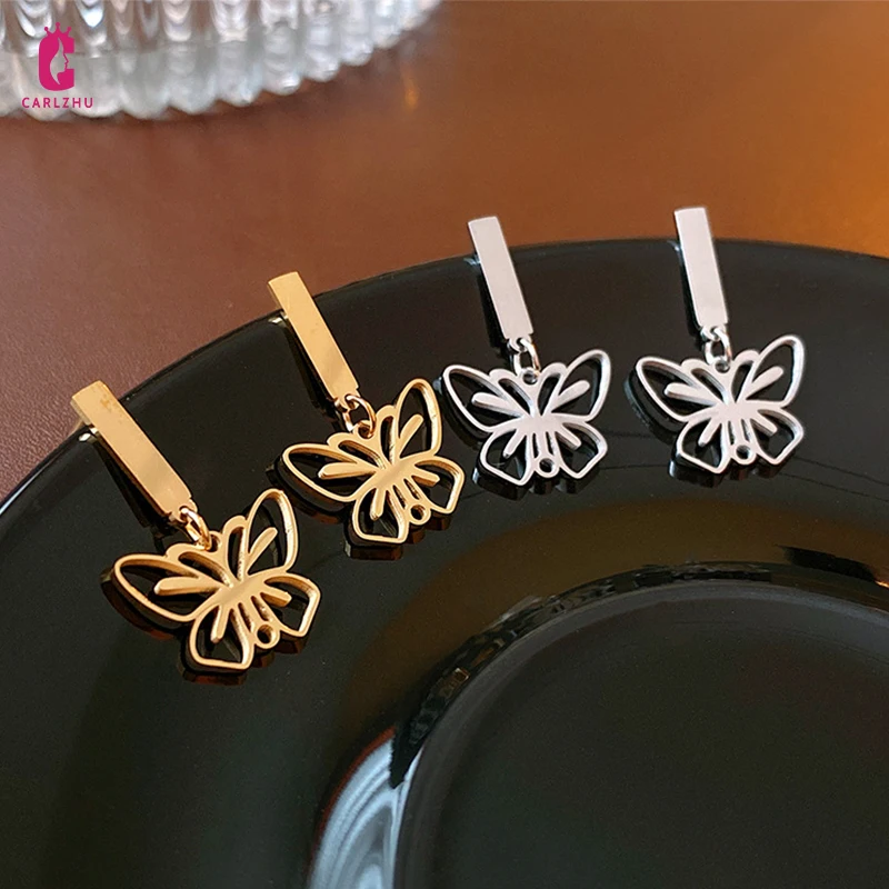 

Женские серьги-подвески в виде бабочки, из титановой стали