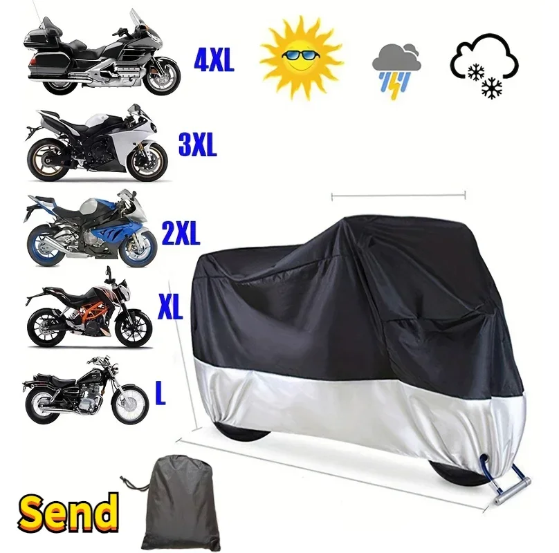 

Waterproof Motorcycle Cover All Season Dustproof UV Protective Outdoor Indoor Scooter 190T Wear-resistant Fabric Motorbike Cover