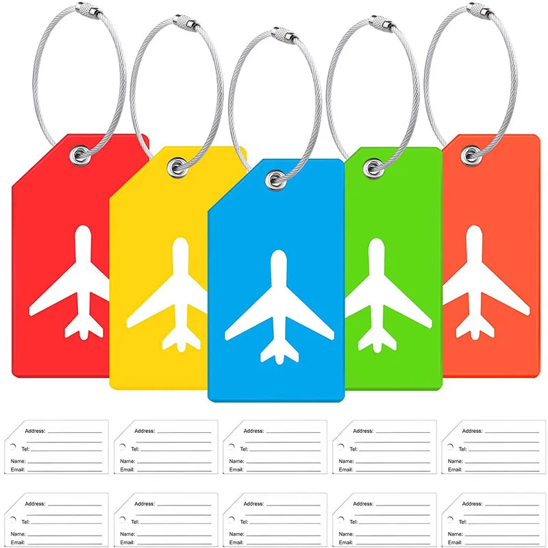 1PCS Travel PVC Luggage Tags Baggage Name Tags Suitcase Address Label Holder Fashion Silicone Luggage Tags Travel Accessories