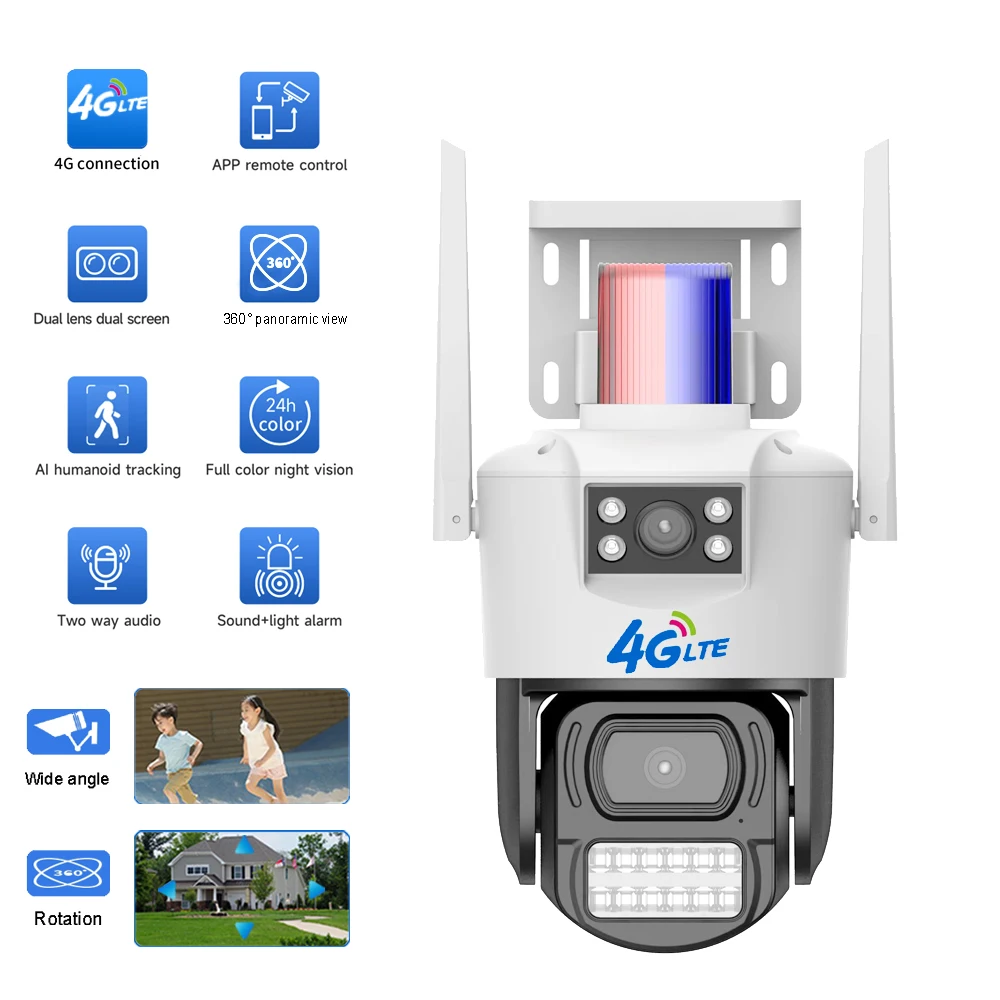 8MP Wifi CCTV Camera Surveillance Monitor 4K HD Dual Lens AI Auto Tracking Human Detection Outdoor Wireless Security IP Camera