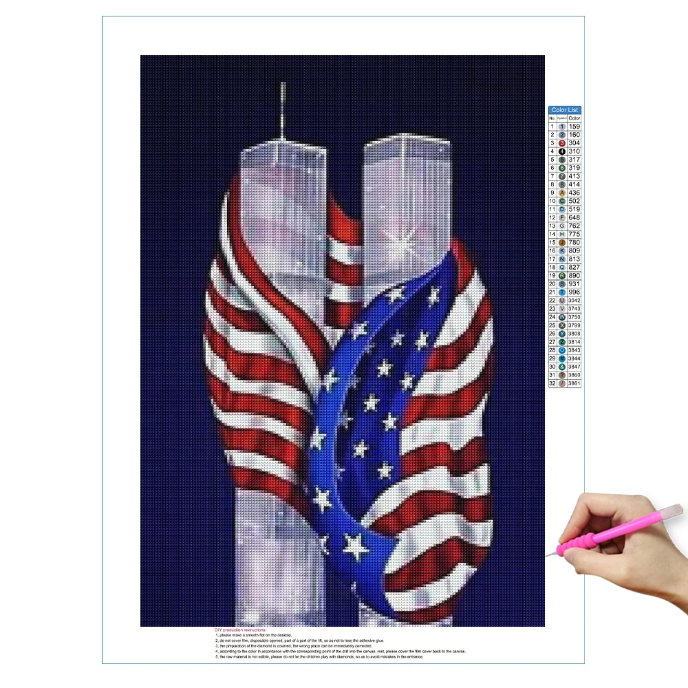 Наборы для алмазной живописи с двойными башнями Американский национальный флаг
