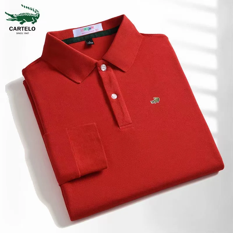 

CARTELO Men's Long Sleeve T-shirt Spring and Autumn Top Cotton Embroidered Polo Shirt Lapel Men's Clothing Fashion Loose Shirt