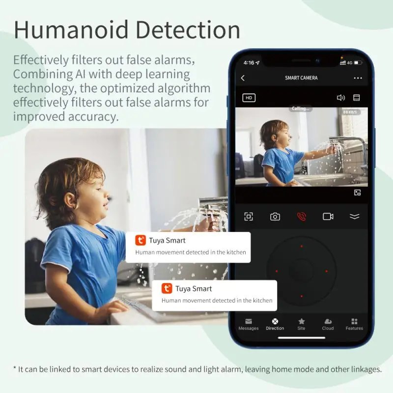 

1080p Mini Cam Tuya Smart Auto Tracking Cctv Surveillance Camera Noise Reduction Human Detection Baby Monitor Motion Detecting