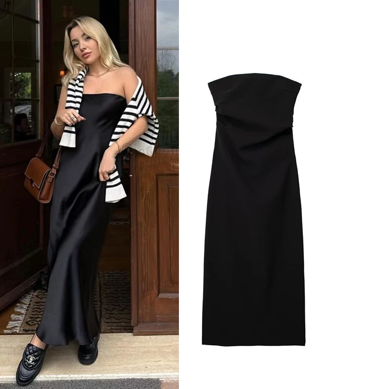 

Женское платье, новинка 2023, облегающее летнее платье, шикарное черное уличное платье со складками для отдыха, отдыха, молодежной студенческой одежды