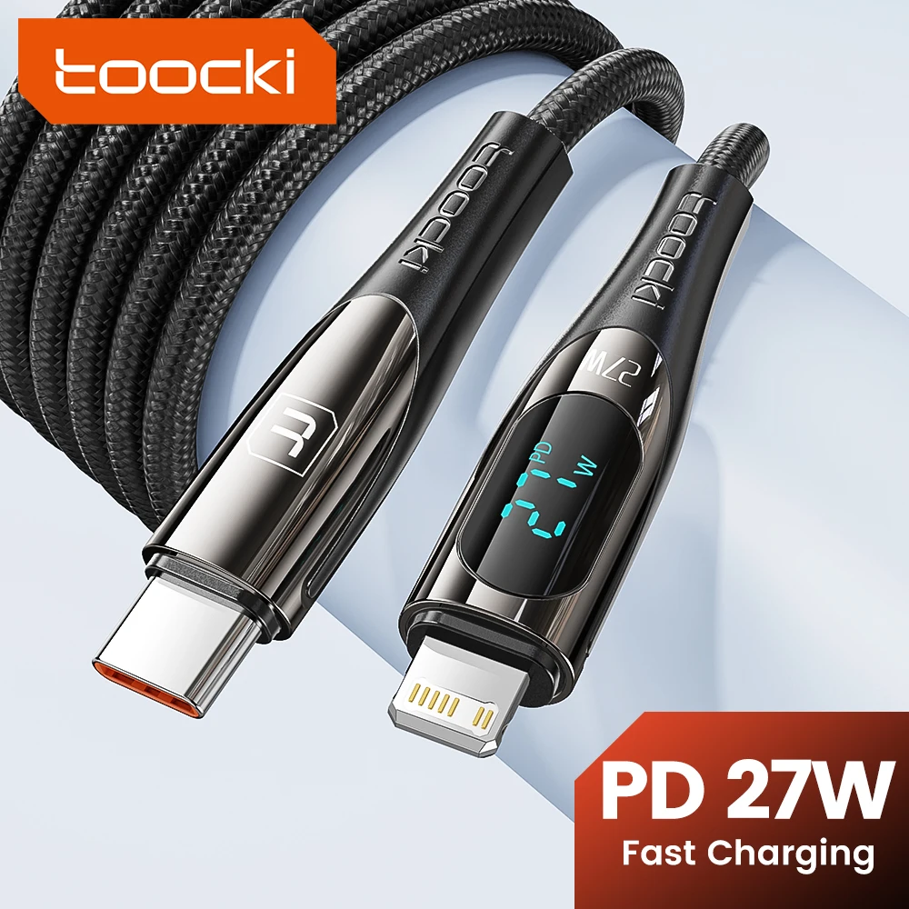 

Toocki USB C Lightning Cable PD 27W Dispaly Type C Cable for iPhone 14 13 12 11 Pro Max iPad Type C to Lightning Fast Charging