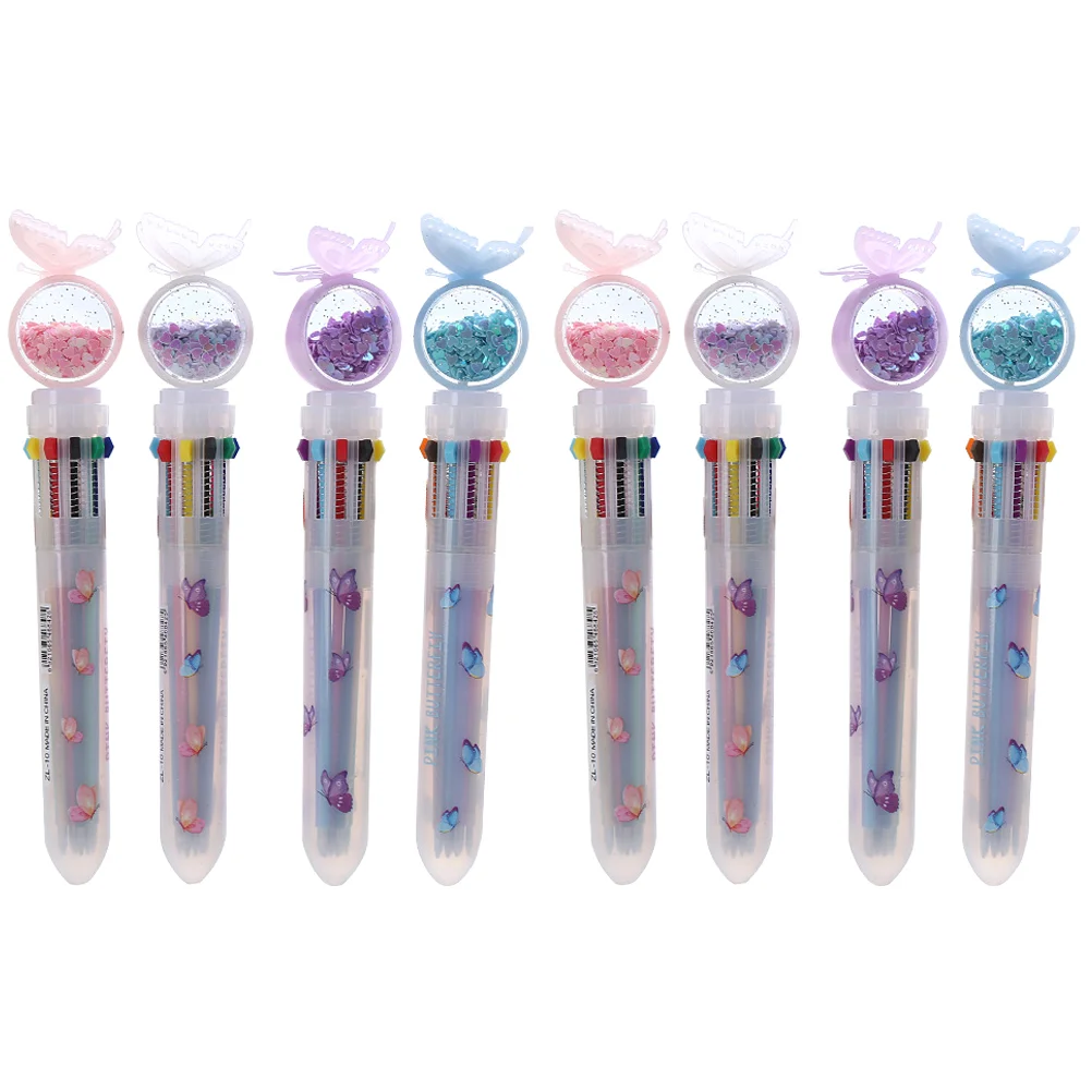 

8Pcs Daily Use Multicolor Pens Multi-function Drawing Pens Sequins Writing Pens Teenager Supply