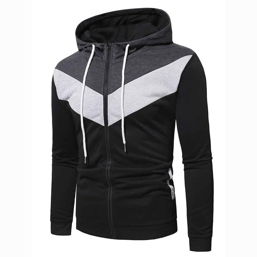 

Covrlge Spring Autumn Men's Casual Zip-up Sweatshirt Long Sleeve Hoodie Hooded for Men Fashion Patchwork Male Streetwear MWW417