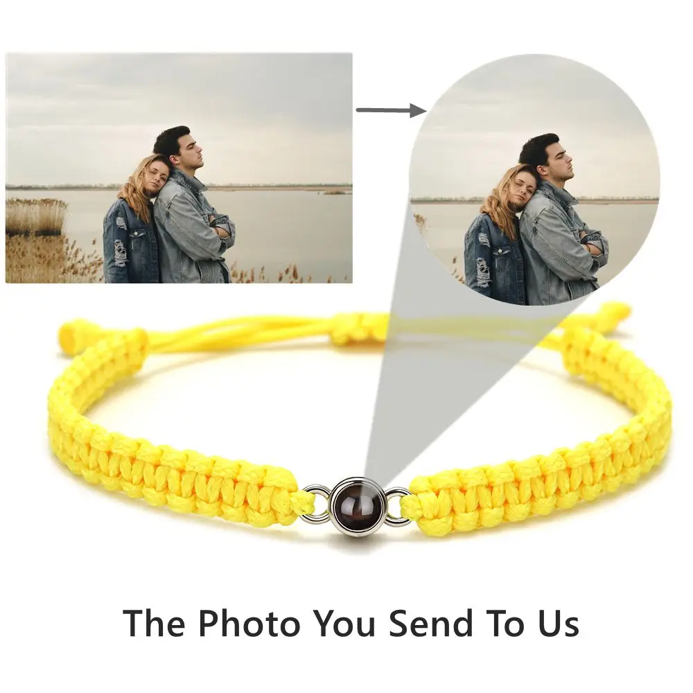 Personalized Custom Projection Photo Bracelet Adjustable Circle Photo Color Braided Bracelets for Women Jewelry Family Gift