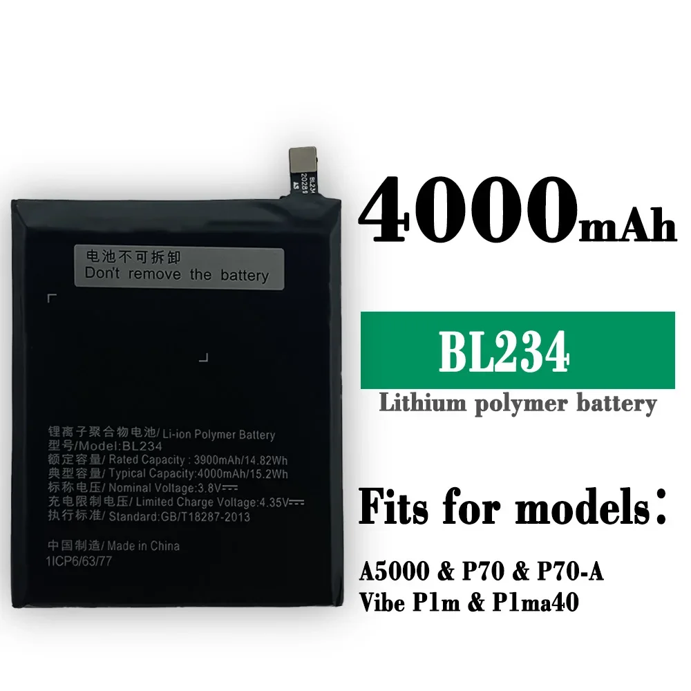 Полный аккумулятор 4000 мАч BL234 BL 234 BL-234 для Lenovo A5000 Vibe P1M P1MA40 P70 P70t P70-T мобильного