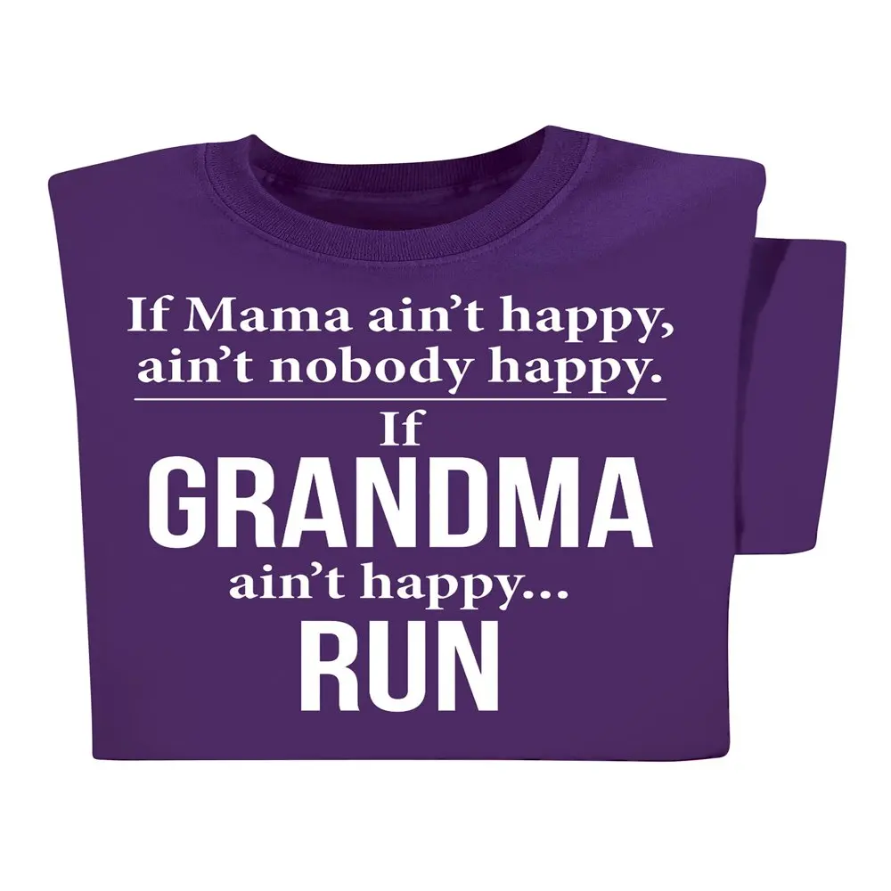 

If Grandma Aint Happy Run Funny Graphic Purple T-Shirt