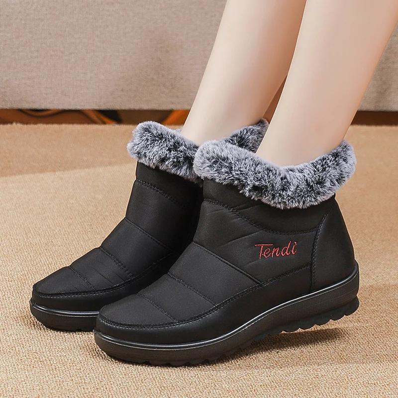 Winter Snow Ankle Boots for Women Casual Woman Shoe Waterproof Winter Boots Zipper Female Plush Furry Boots Platform Botas Mujer