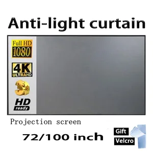 Simple Projector Curtain Home Set Display Projection Anti-Light Screen Theater Office 16:9 HD for Ho