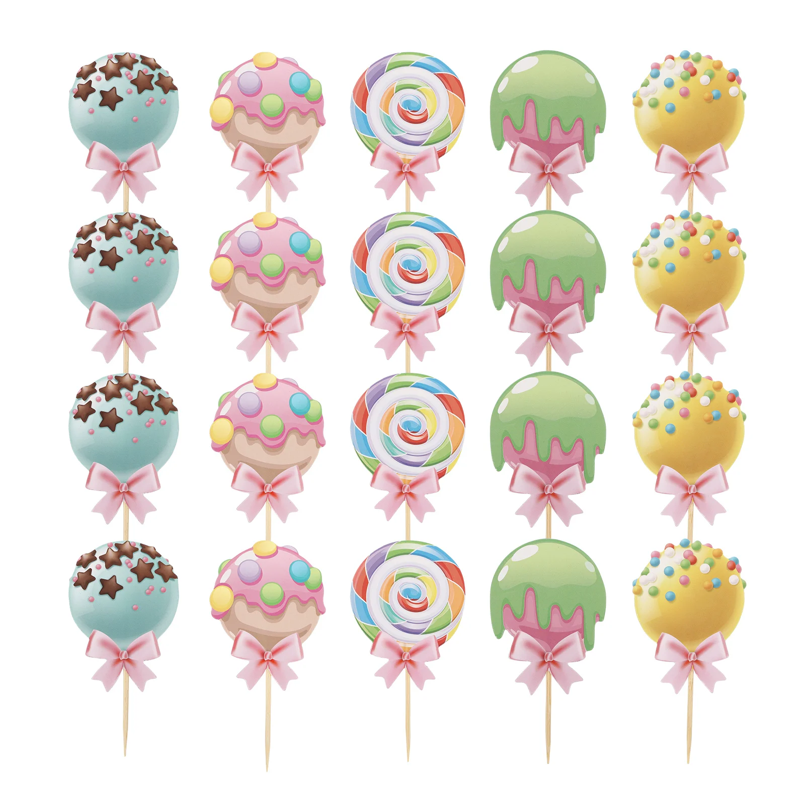 

Cake Decor Lollipop Picksparty Delicate Inserting Topper Bunting Colorful Fruit Ornament Lovely Themed Candy Rainbow Pastry