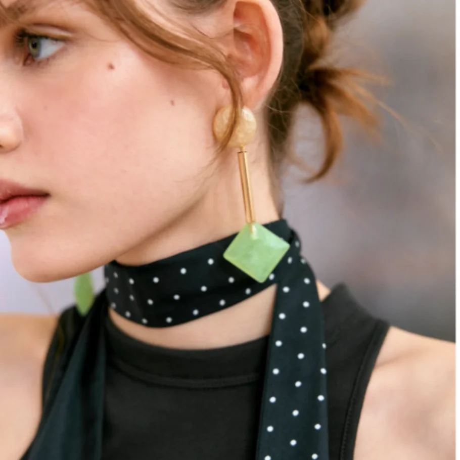 

Za New Colorful Square Resin Long Earrings