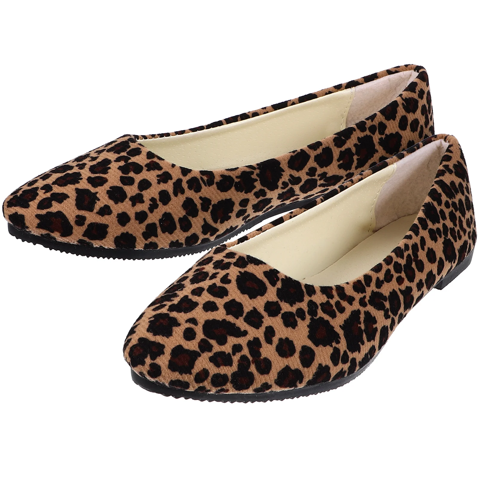 

Fashion Leopard Shoes Flat-heeled Shoes Pointed Shoes Leisure for Women Ladies (Khaki Leopard, Size 40)