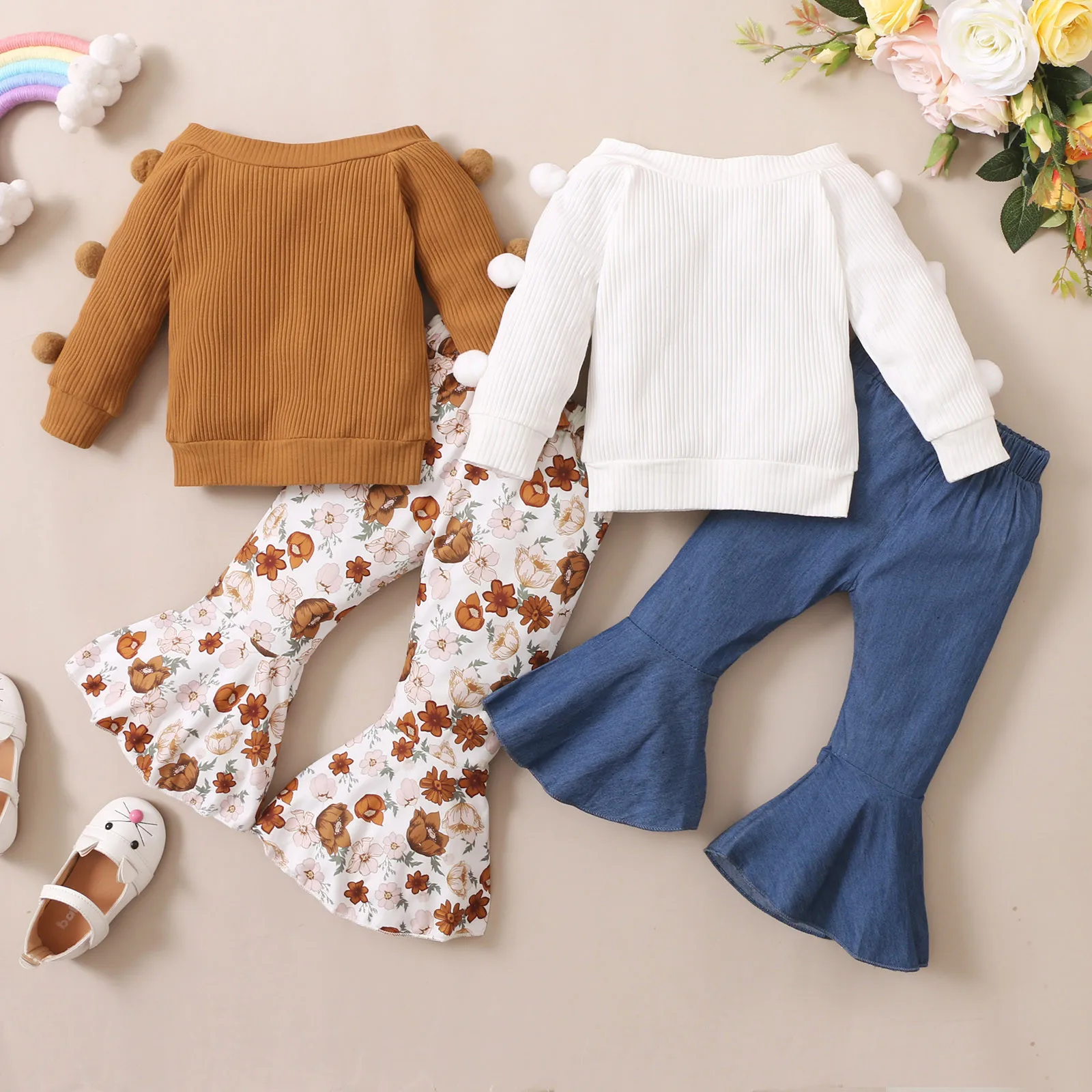 

Toddler Baby Girls Two-piece Outfit Long Sleeve Round Neck T-shirt Tops And Born Baby Girl Outfit Toddler Outfit Girls