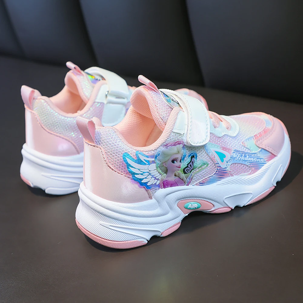 Весенние новые детские повседневные кроссовки Disney для девочек дышащие с принтом