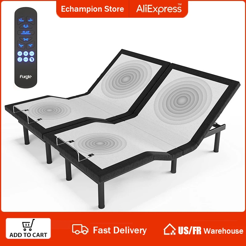 

Full Queen King Size Adjustable Bed Base Frame for Stress Management with Massage, Remote Control
