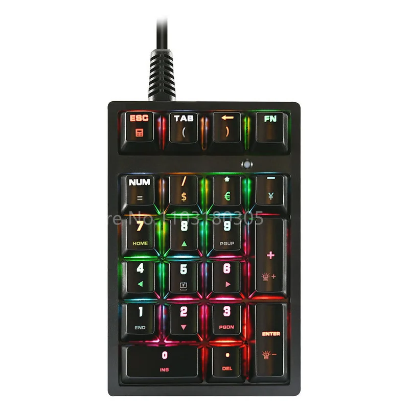 Новинка 21 клавиша цифровая клавиатура с зеленой осью Rgb эргономичная для