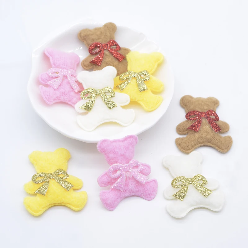 

20 шт., Короткие Плюшевые накладки с бантом, аппликации в виде медведя для детской одежды «сделай сам», шапка, одежда, леггинсы, товары для шит...