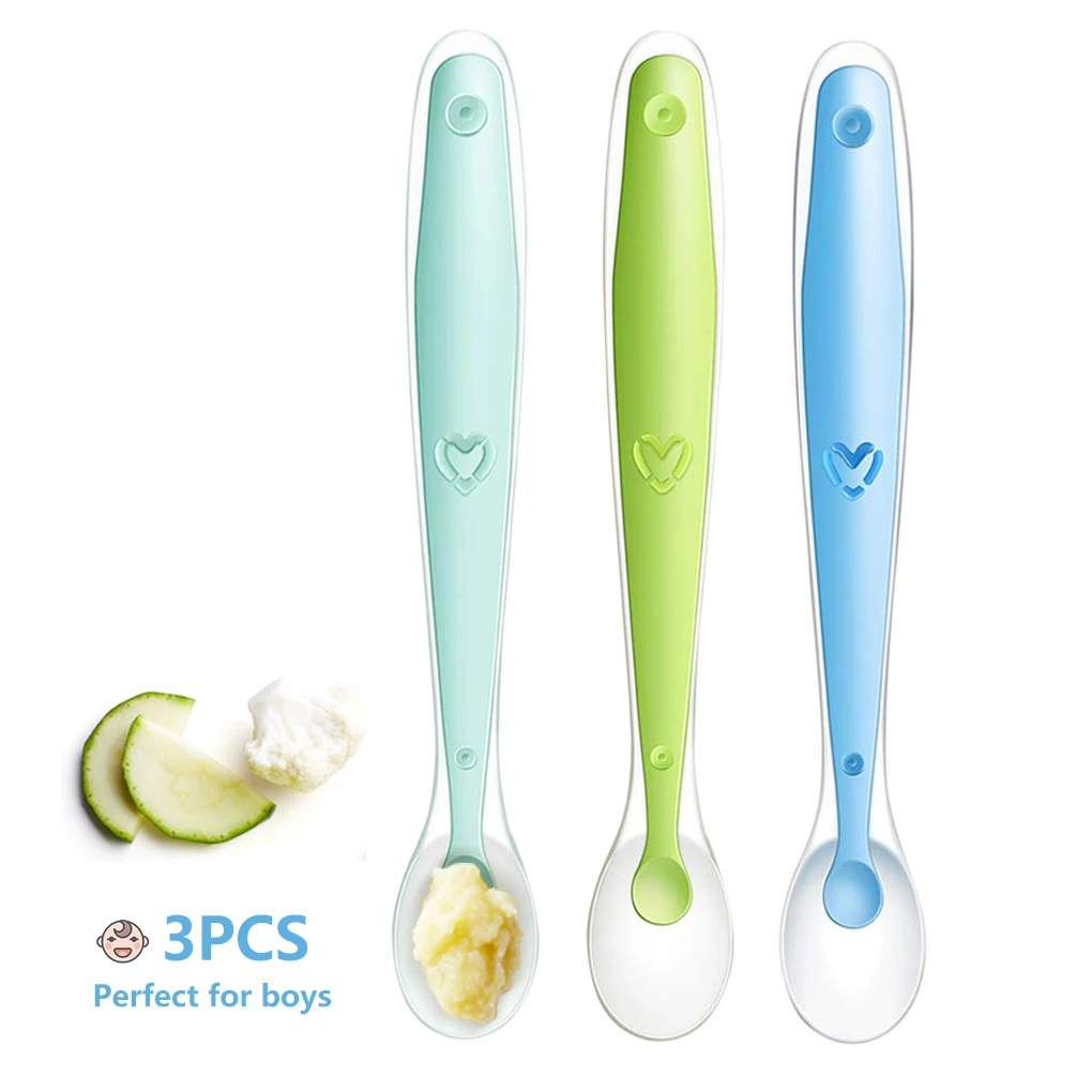 

Baby Silicone Soft Spoon Training Feeding Infants Temperature Sensing Spoons for Children Kids Soft Tableware for Children