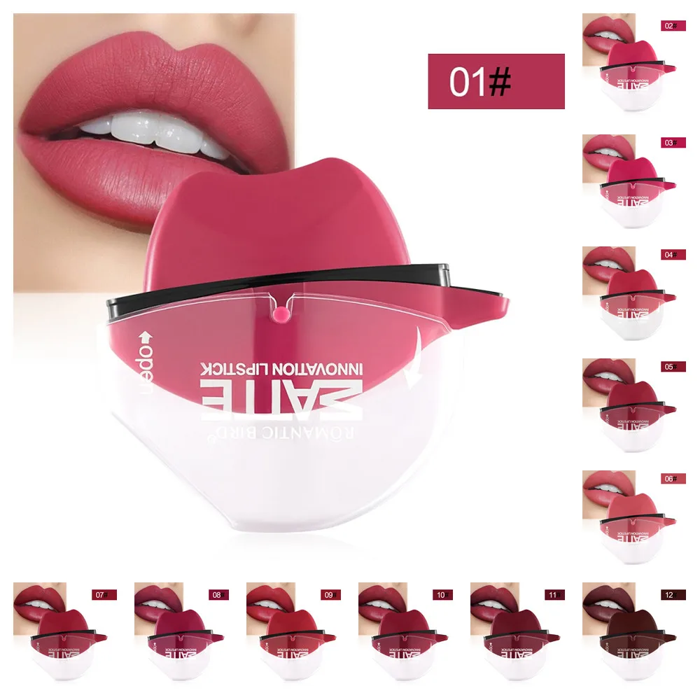 

Squeeze Into Lazy Lipstick Lip-shaped Lipstick Moisturizing Matte Lip Makeup Tint Waterproof Nonstick Cup Lipgloss Korean