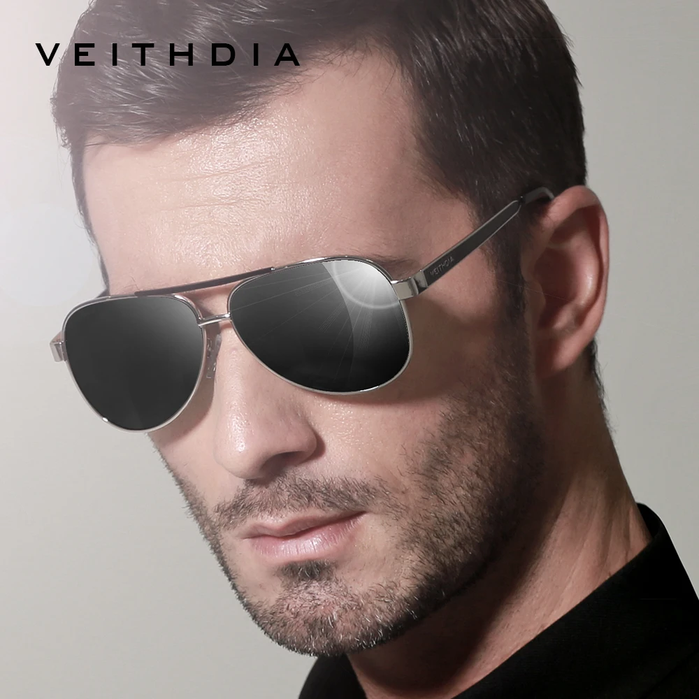 Мужские солнцезащитные очки VEITHDIA, брендовые дизайнерские поляризационные очки с линзами UV400, винтажные Модные солнцезащитные очки, аксессуары для мужчин 3152