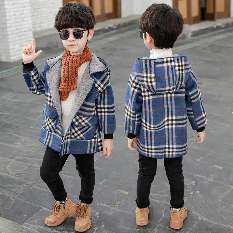 

Boys' Plush Coat Autumn Winter 2021 New Winter Children's Dress Thickened Autumn Dress Foreign Style Woolen Coat Boys Clothes