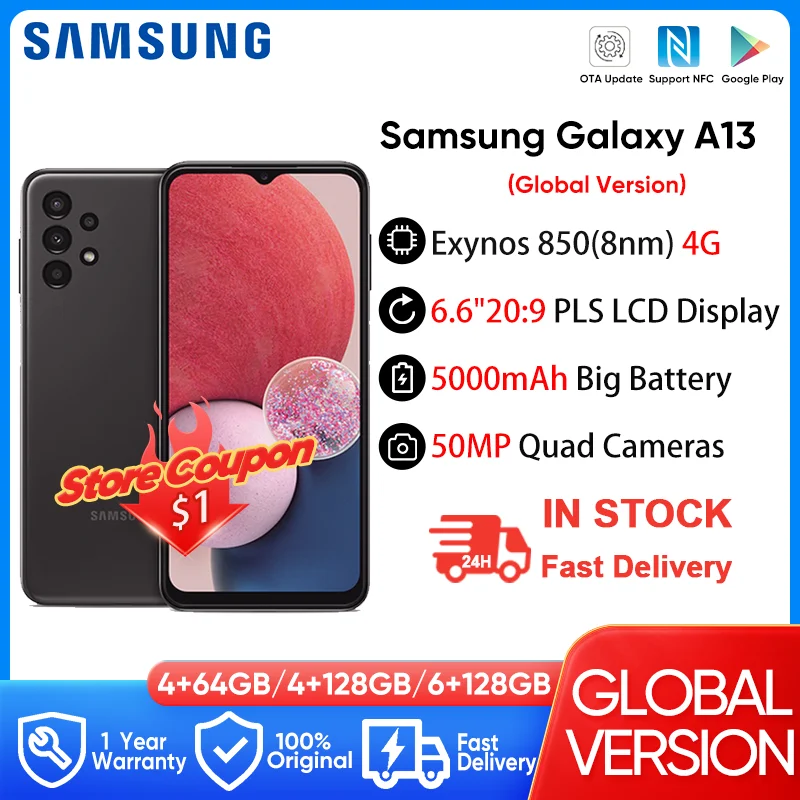 

Samsung Galaxy A13 с восьмиядерным процессором Exynos 850, 5000 мАч, 15 Вт