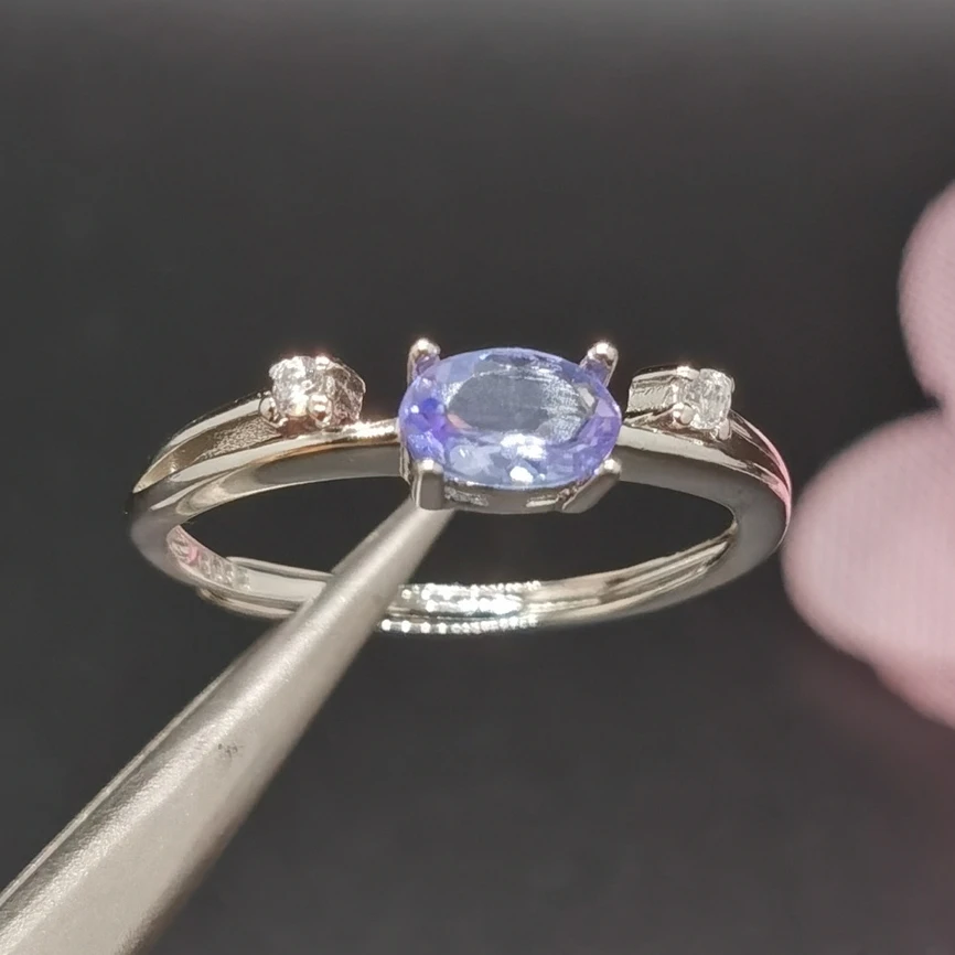 

0.5ct Natural Tanzanite Ring 4mm*6mm VVS Grade Tanzanite Silver Ring 925 Silver Gemstone Jewelry for Daily Wear