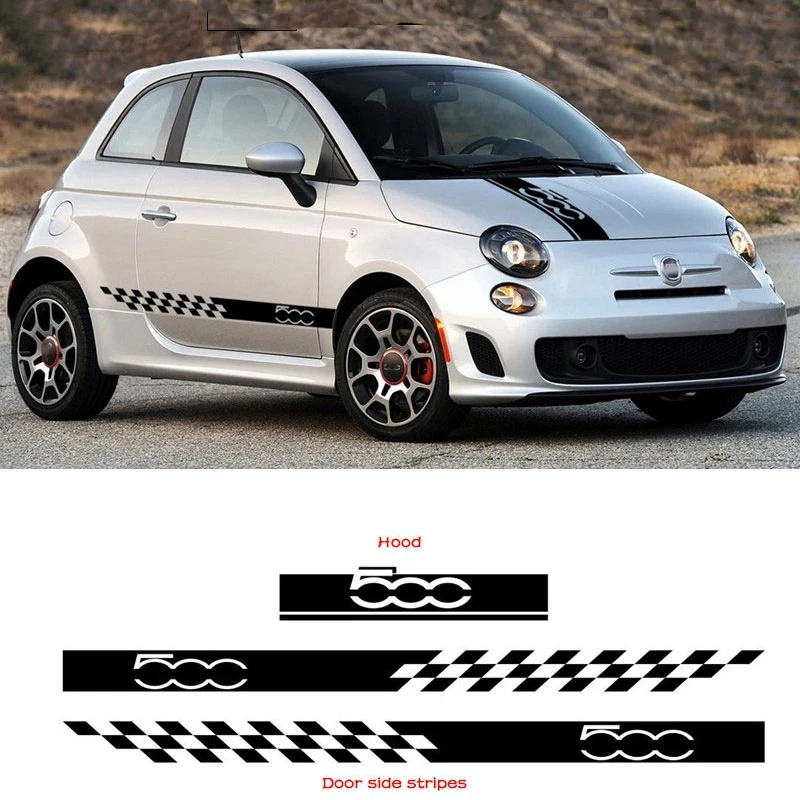 

1 Set Car Hood Bonnet Stickers Body Door Side Skirt Stripes Decal for Fiat 500 Auto Decorate Vinyl Film