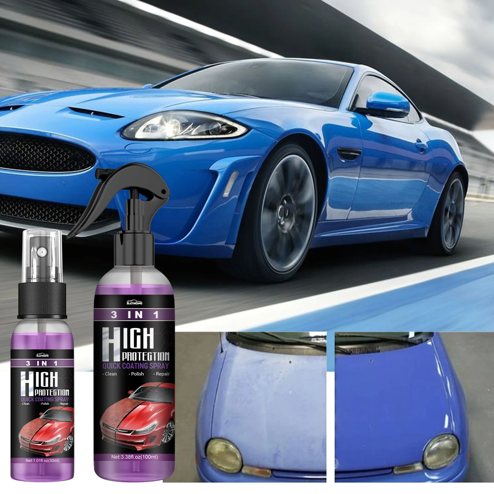 

100ML 3In1 Quick Coating Spray High Protection Shine Armor Ceramic Car Wash Car Shield Coating Cleaning Nano Polishing Paint Wax