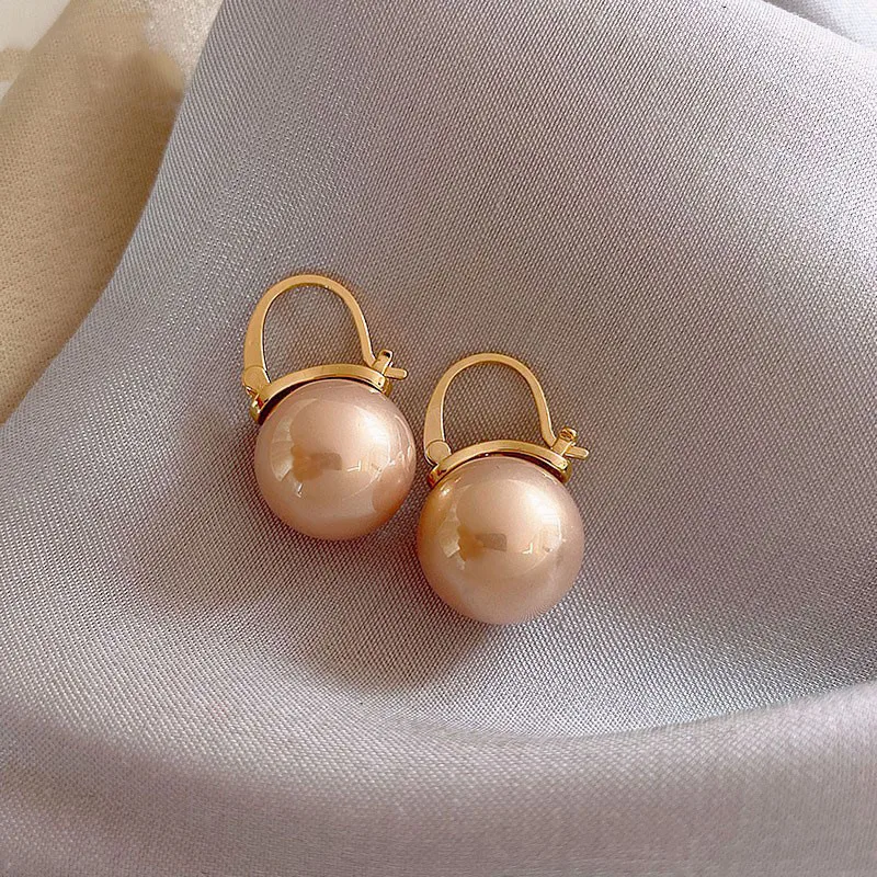 

Vintage Hoop Earrings Simple Pearl For Women Girls Metal Chain Jewelry Ladies Classic Trendy Gift Wedding Party