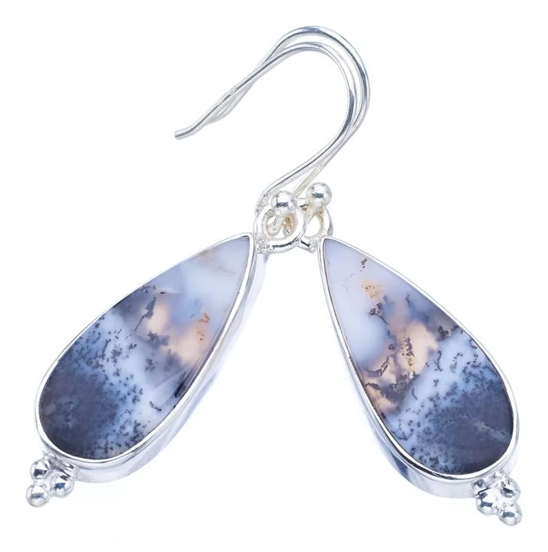 

StarGems Dendritic Opal Handmade 925 Sterling Silver Earrings 1.75" F6359